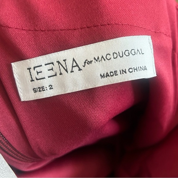 NWT Mac Duggal Satin One Shoulder Puff Sleeve Trumpet Gown Deep Red 55632 Size 2 - Picture 7 of 8